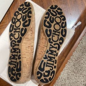 Jimmy Choo Womens Ballet Flat Cork Metal shoes NIB sz 37 never worn sz 7
